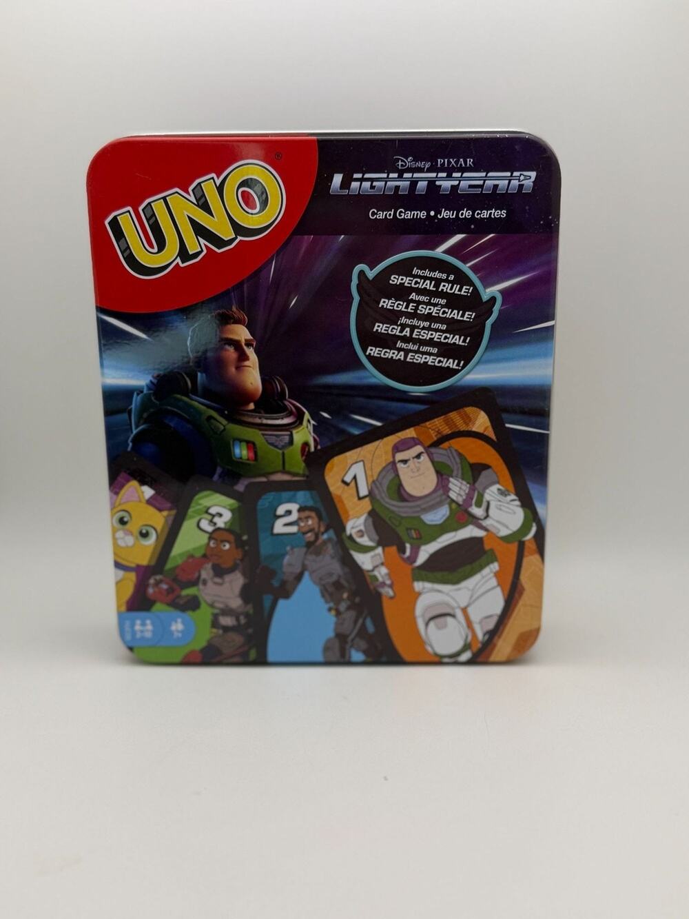 UNO Disney Pixar Lightyear Card Game In Collectible Tin With Special Rule